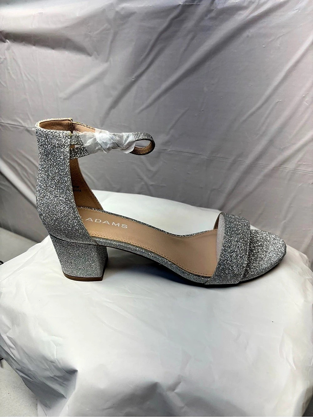 J. Adams Daisy Silver Glitter Heels US 8.5 NWT